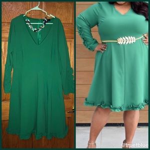 🆕 Eloquii Green Ruffle Dress Sz 16